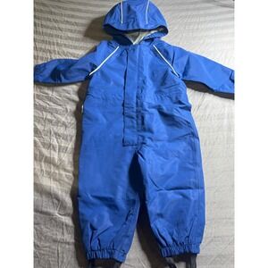 Jan & Jul Puddle-Dry Rain Suit Blue Waterproof One-Piece Coverall Kids 1T 1-2Y